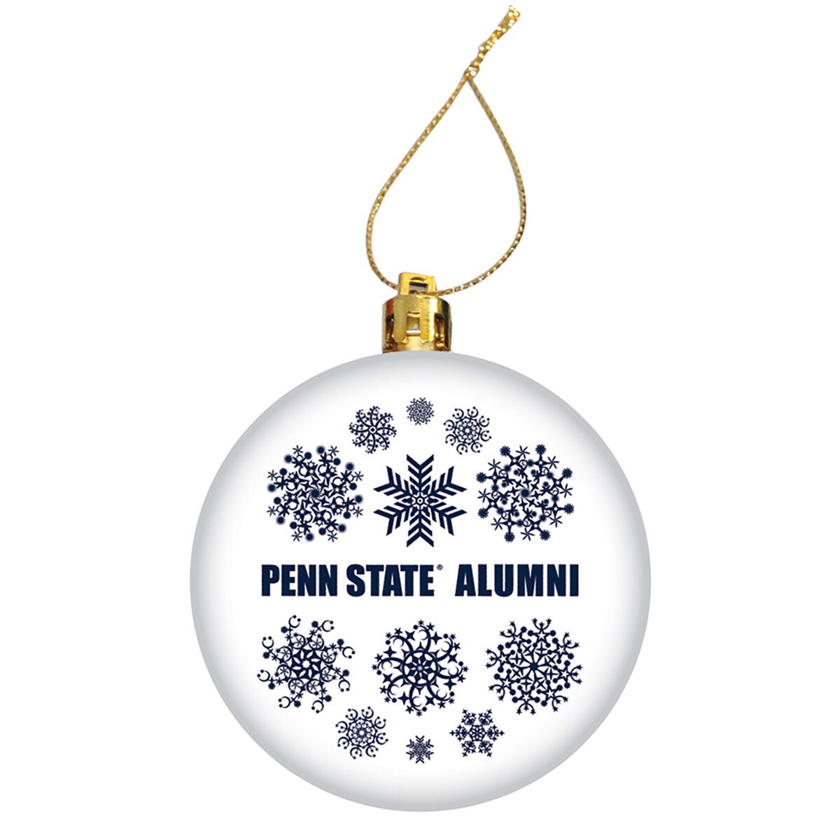 ornament with snowflakes and Penn State Alumni image